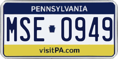 PA license plate MSE0949