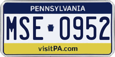 PA license plate MSE0952