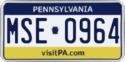 PA license plate MSE0964