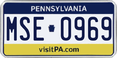 PA license plate MSE0969