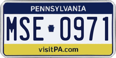 PA license plate MSE0971