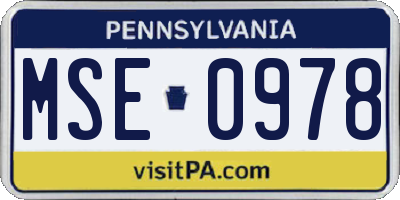 PA license plate MSE0978