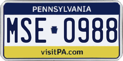 PA license plate MSE0988