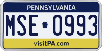 PA license plate MSE0993