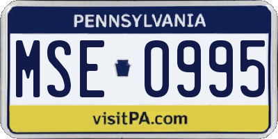 PA license plate MSE0995