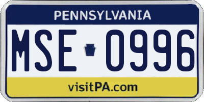 PA license plate MSE0996