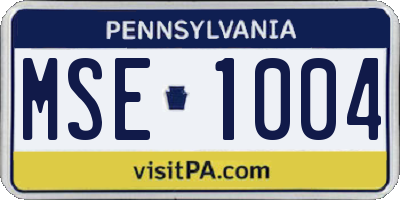 PA license plate MSE1004
