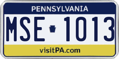 PA license plate MSE1013