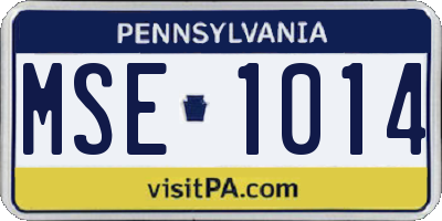 PA license plate MSE1014
