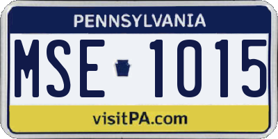 PA license plate MSE1015