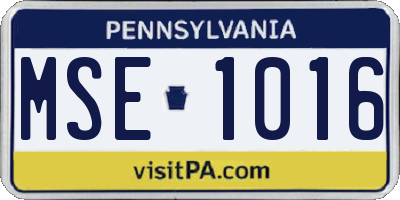 PA license plate MSE1016