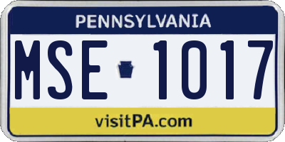 PA license plate MSE1017