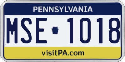 PA license plate MSE1018