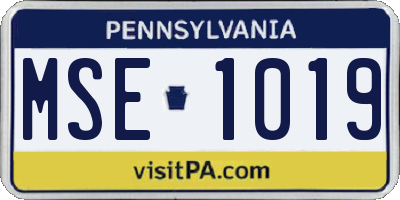 PA license plate MSE1019