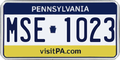 PA license plate MSE1023