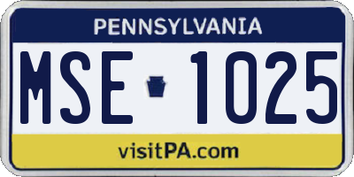 PA license plate MSE1025