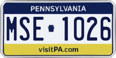 PA license plate MSE1026