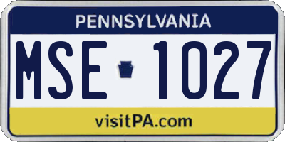 PA license plate MSE1027