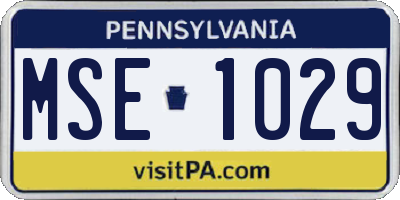 PA license plate MSE1029