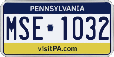 PA license plate MSE1032