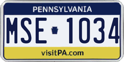 PA license plate MSE1034