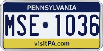 PA license plate MSE1036