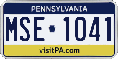 PA license plate MSE1041