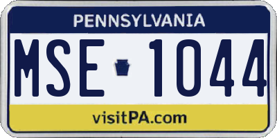 PA license plate MSE1044