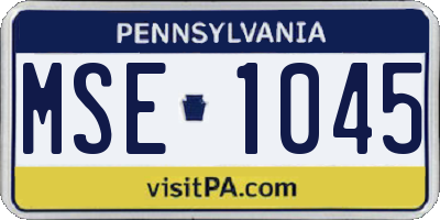 PA license plate MSE1045