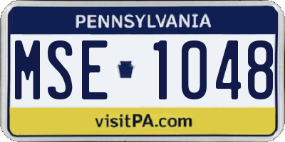 PA license plate MSE1048
