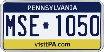 PA license plate MSE1050