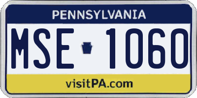 PA license plate MSE1060