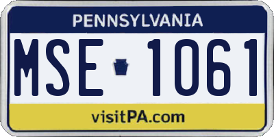 PA license plate MSE1061