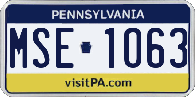 PA license plate MSE1063