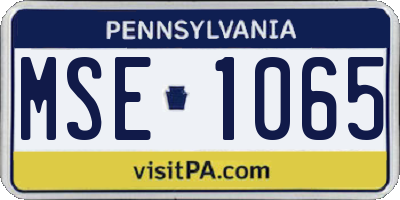 PA license plate MSE1065