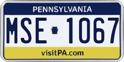 PA license plate MSE1067
