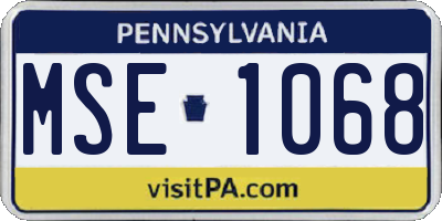PA license plate MSE1068