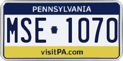 PA license plate MSE1070