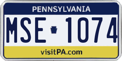 PA license plate MSE1074