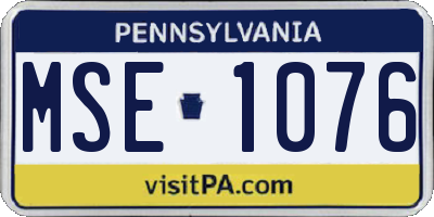 PA license plate MSE1076