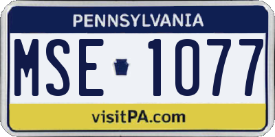 PA license plate MSE1077