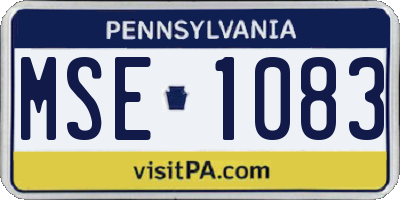 PA license plate MSE1083