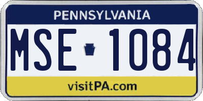 PA license plate MSE1084
