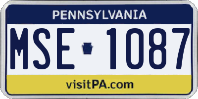 PA license plate MSE1087