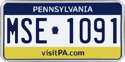 PA license plate MSE1091