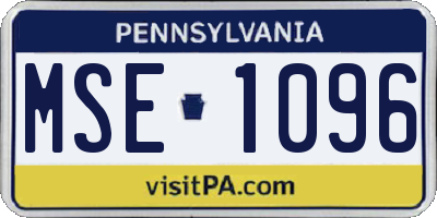 PA license plate MSE1096
