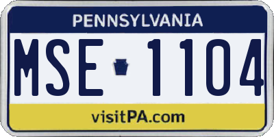 PA license plate MSE1104