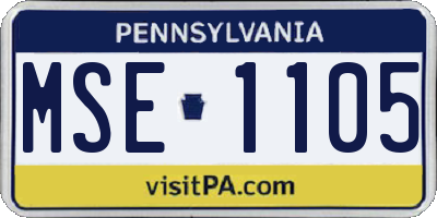 PA license plate MSE1105