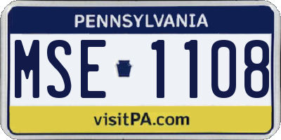 PA license plate MSE1108