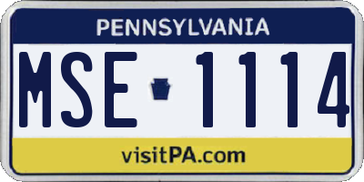 PA license plate MSE1114
